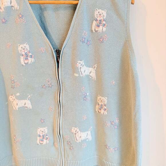 Vintage Alfred Dunner Dog Zip Up Vest- size large- Grandma Core, Cottage Core - Picture 3 of 8